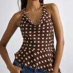 Damen elegantes Chiffon-Oberteil mit tiefem Wasserfall-Ausschnitt und taillierter Passform R&B