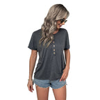 Damen T-Shirt mit modischen Holzknopfdetails R&B