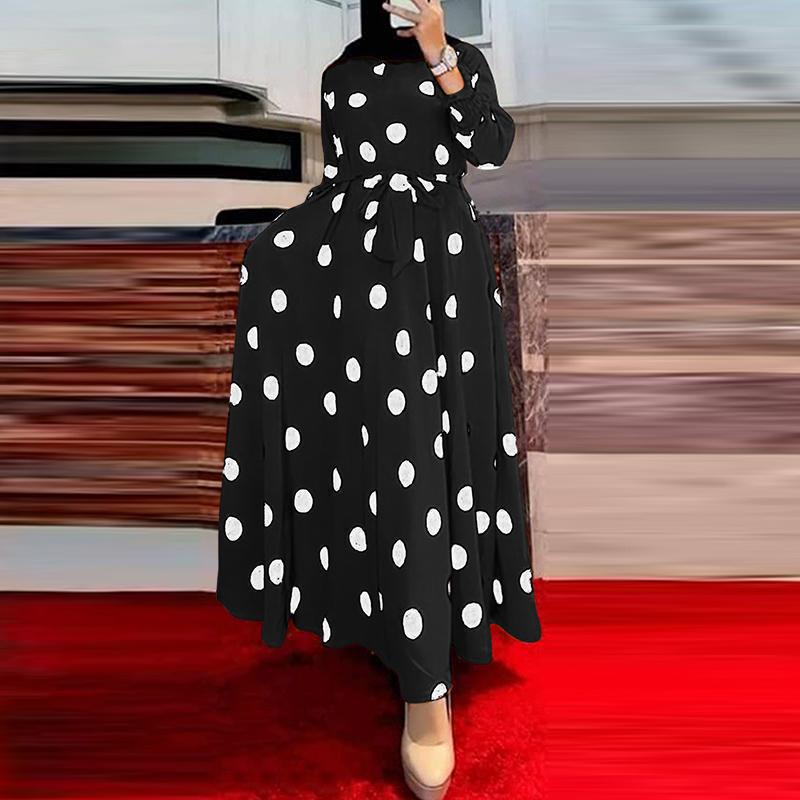 Damen Maxikleid mit auffälligem Polka-Dot-Muster R&B