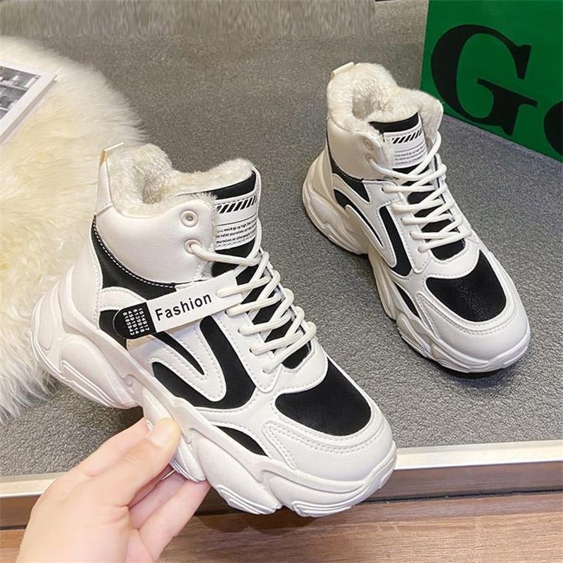 Damen Modische High-Top Sneakers mit warmem Innenfutter und rutschfester Sohle R&B