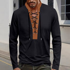 Herren modisches Langarmshirt mit Schnürung R&B