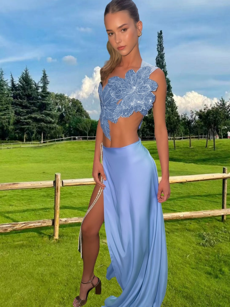 Damen Elegantes Hochzeitskleid mit floraler Applikation und schwingendem Rock R&B