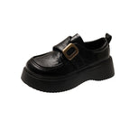 Damen modische Slip-On Loafers mit hoher Plateausohle und eleganter Schnallenapplikation R&B