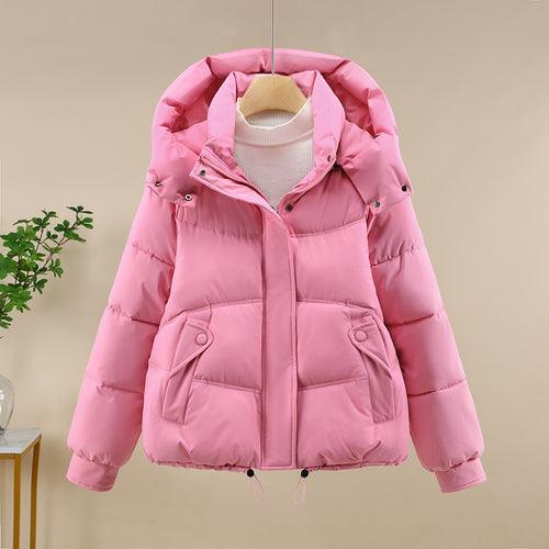 Damen moderne Pufferjacke mit abnehmbarer Kapuze und praktischen Taschen R&B