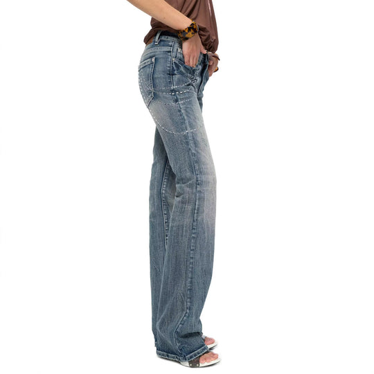 Damen Flared Jeans mit funkelnden Applikationen R&B