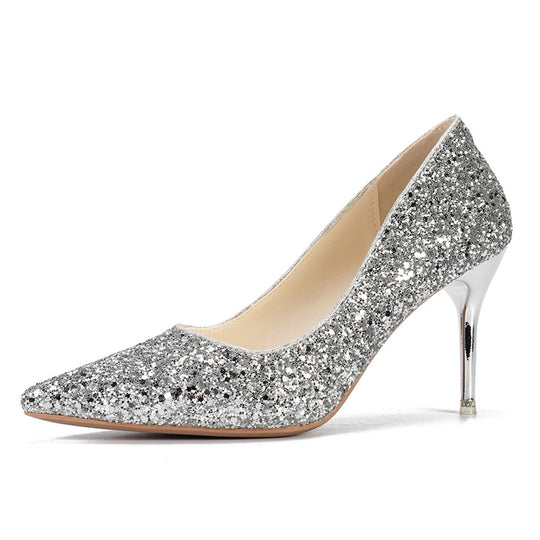 Damen schicke Pumps mit glitzerndem Obermaterial und elegantem Stiletto R&B