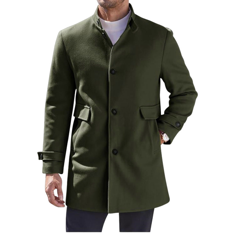 Herren eleganter Mantel mit praktischem Stehkragen und Taschen R&B