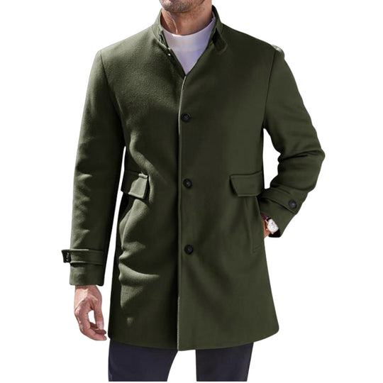 Herren eleganter Mantel mit praktischem Stehkragen und Taschen R&B