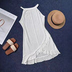 Damen Sommerliches Strandkleid mit Rüschensaum und atmungsaktivem Lochmuster R&B