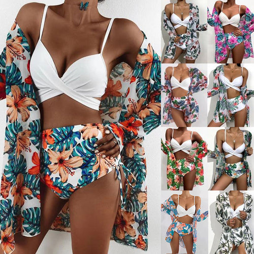 Damen Blütenmuster Strandkimono mit lässigem Schnitt R&B