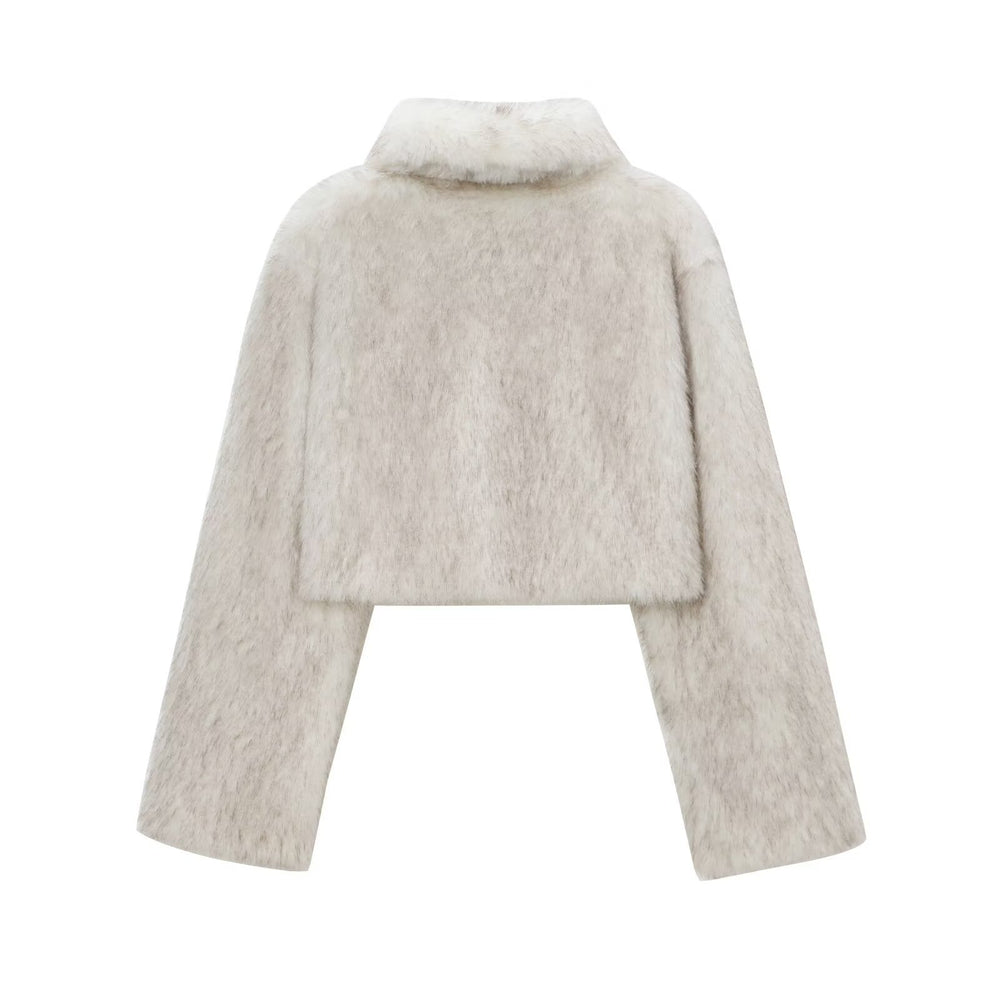 Damen Kunstpelzjacke mit elegantem Schnitt und breiten Ärmeln R&B