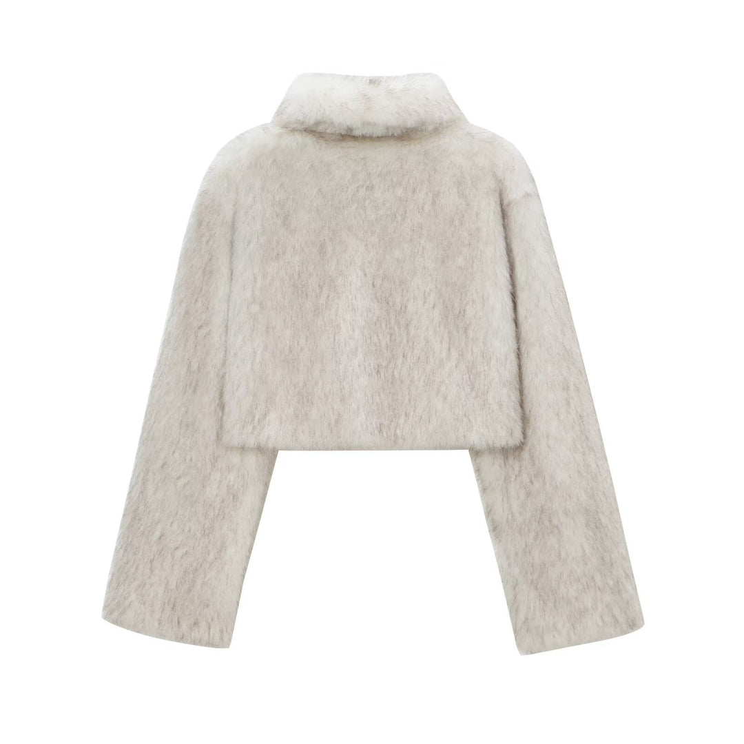 Damen Kunstpelzjacke mit elegantem Schnitt und breiten Ärmeln R&B