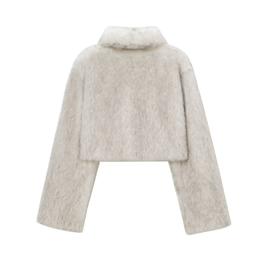 Damen Kunstpelzjacke mit elegantem Schnitt und breiten Ärmeln R&B