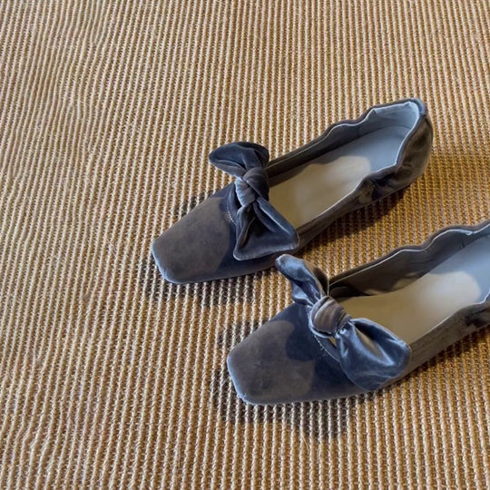 Damen Ballerina-Schuhe mit sanften Rüschen und eleganter Schleifenverzierung R&B