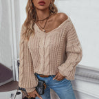 Damen Grobstrickpullover mit oversized Schnitt und Zopfmuster