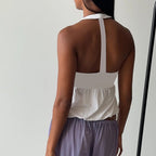 Damen Cut-Out Top mit fließendem Schnitt und V-Ausschnitt R&B