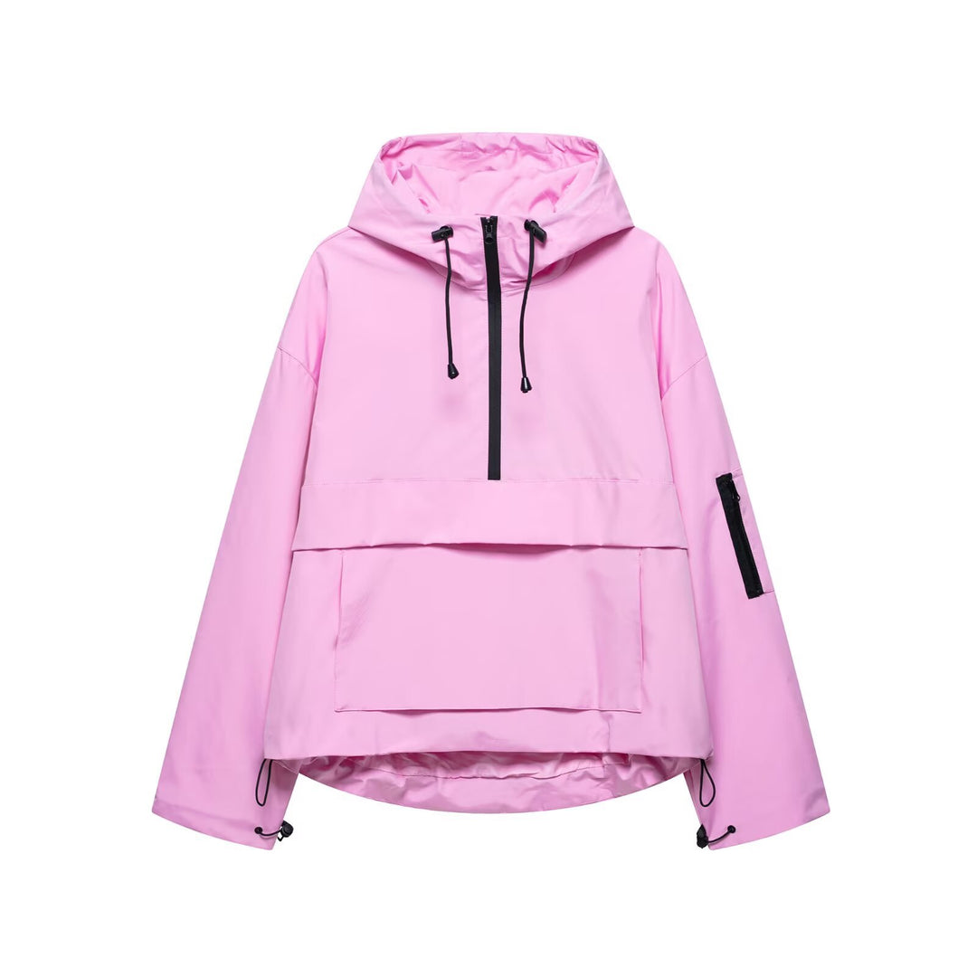 Damen lässige Übergangsjacke mit hohem Kragen und praktischen Taschen R&B