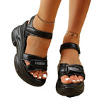 Damen Komfortable und modische Sandalen mit verstellbaren Riemen und hoher Plattform R&B