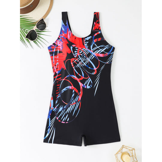 Damen Schwimmanzug mit sportlichem Schnitt und buntem Muster R&B
