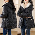 Damen gesteppte Winterjacke mit Kapuze und verstellbarem Kordelzug