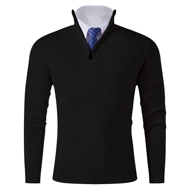 Herren Strickpullover mit modernem Reißverschluss und elastischem Saum R&B