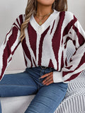 R&B | Strickpullover mit Muster V-ausschnitt Design Trendy und Bequem