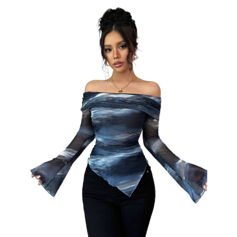 Damen Elegantes Off-Shoulder Oberteil mit fließendem Stoff und raffinierten Drapierungen R&B