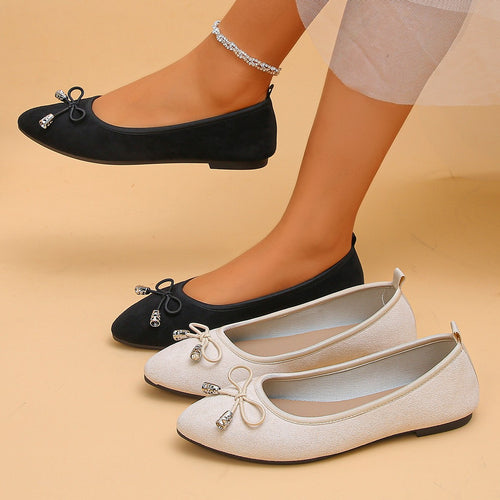 Damen Ballerinas mit dezentem Strassdetail und modischer Schleife R&B