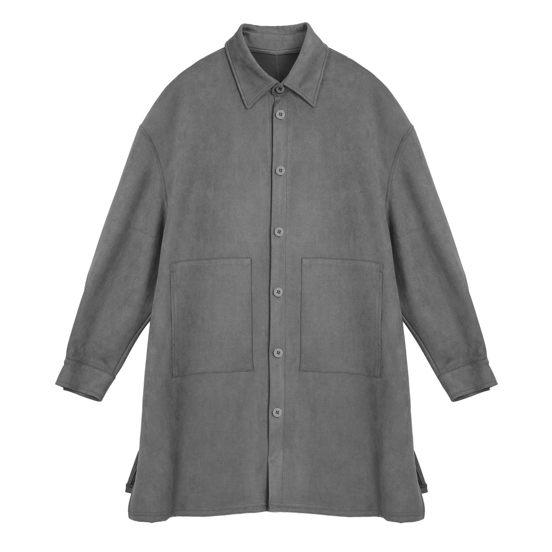 Damen Oversize Hemdenjacke aus weichem Suede mit großen Taschen R&B