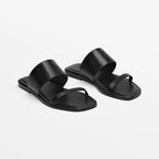 Damen elegante Zehentrenner-Sandalen mit minimalistischem Riemendesign und komfortablem Fußbett R&B