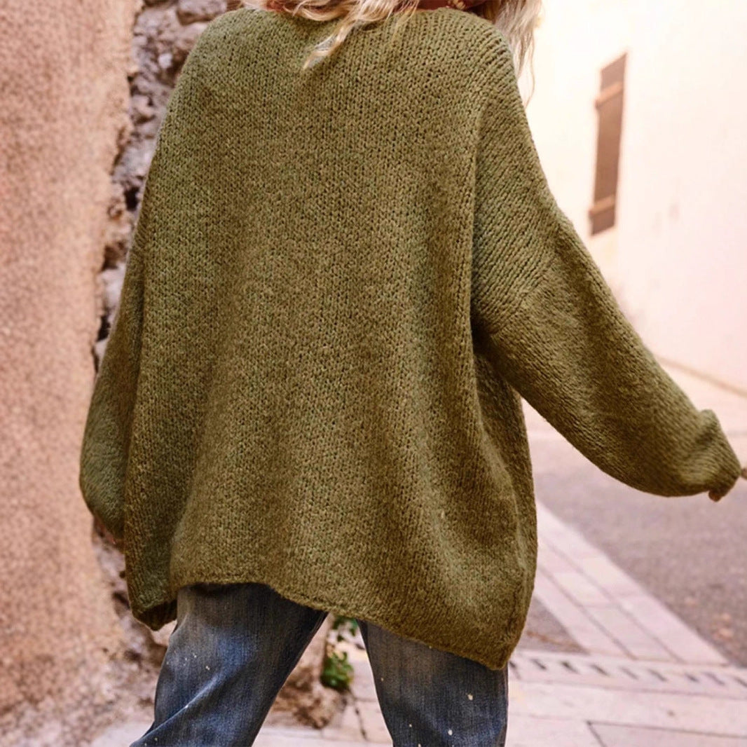 Damen lässiger Oversized-Pullover mit Herzapplikationen R&B