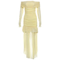 Damen Off-Shoulder Maxikleid mit Rüschendesign und figurformendem Schnitt R&B