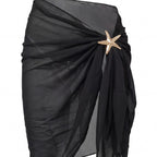 Damen eleganter Strand-Sarong mit funkelnder Blütenapplikation R&B