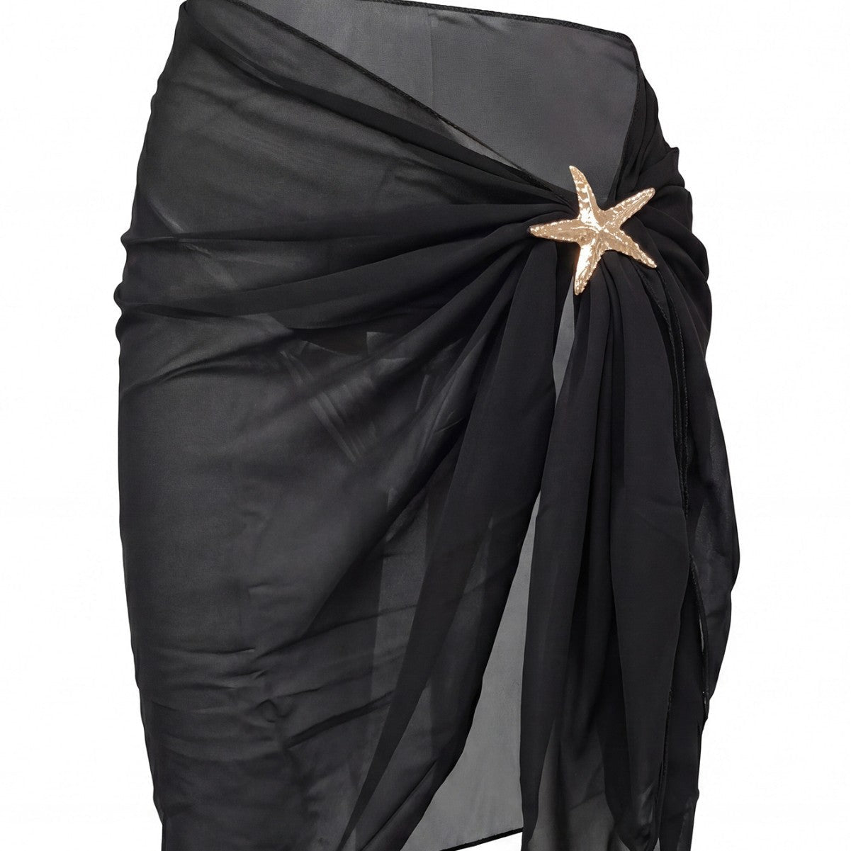 Damen eleganter Strand-Sarong mit funkelnder Blütenapplikation R&B