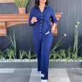 Damen Komfortables Lounge-Set mit eleganter Bluse und weiten Hosen R&B