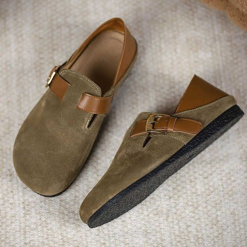 Damen Bequeme Mokassins mit modischen Schnalle und weichem Innenmaterial R&B