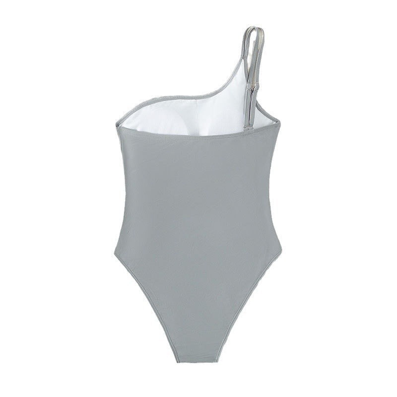 Damen Einteiler Badeanzug mit asymmetrischem Cut-Out-Design R&B