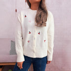 Damen Strickjacke mit liR&Bevollem Blumen- und Kirschdesign R&B