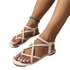 Damen geflochtene Zehentrenner Sandalen R&B