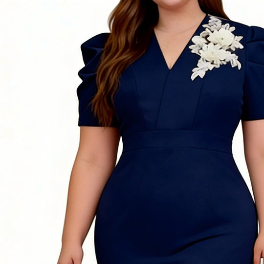 Damen Figurbetontes Kleid mit Volant und floralem Akzent R&B