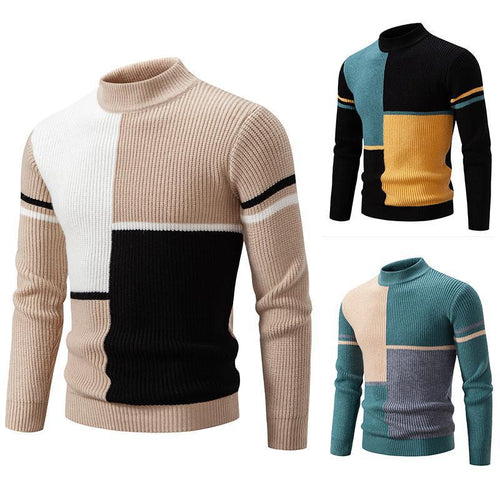 Herren modischer Rollkragenpullover mit grafischem Zopfmuster R&B 1758205596