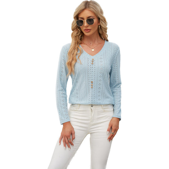 Damen luftiges Blusenshirt mit Knopfdetails R&B