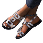 Damen Riemensandalen mit modischen geometrischen Applikationen und komfortablem Fußbett R&B