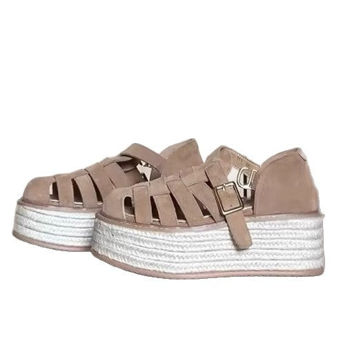 Damen Plattform-Sandalen mit geflochtenem Riemendetail und bequemer Sohle R&B
