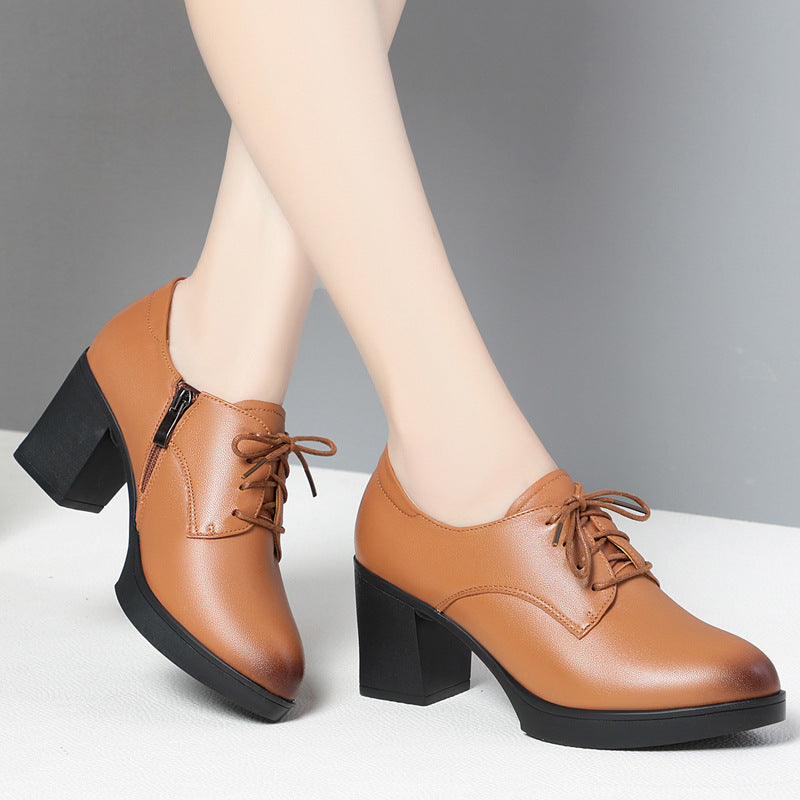 Damen Elegante Schnürstiefeletten mit modischem Blockabsatz und rutschfester Sohle