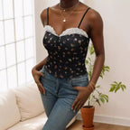 Damen Spitzen-Cami-Top mit floralem Design R&B