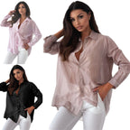 Damen elegante langärmlige Bluse mit feiner Struktur R&B