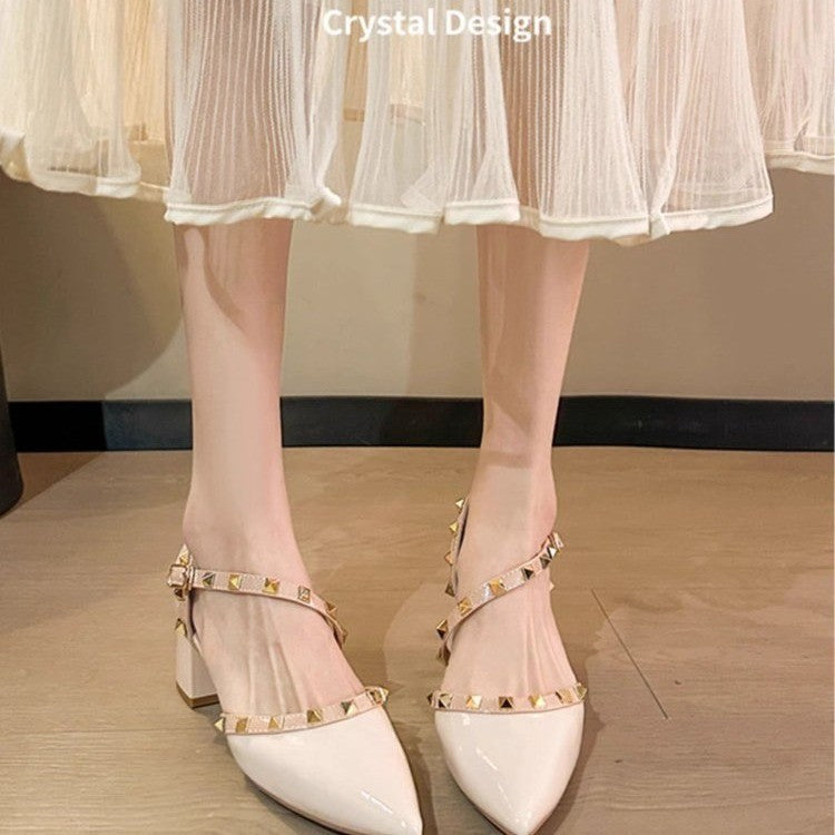 Damen Elegante Ballerinas mit modischen Glitzer-Akzenten und verstellbarem Riemendesign