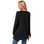 Damen langes Oberteil mit asymmetrischem Saum und lockerem Schnitt R&B