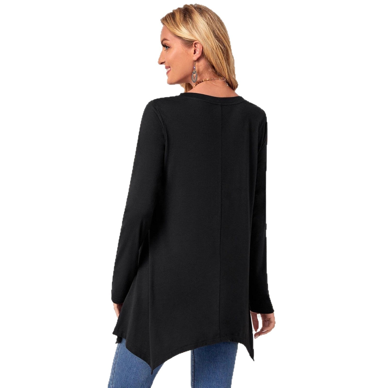 Damen langes Oberteil mit asymmetrischem Saum und lockerem Schnitt R&B